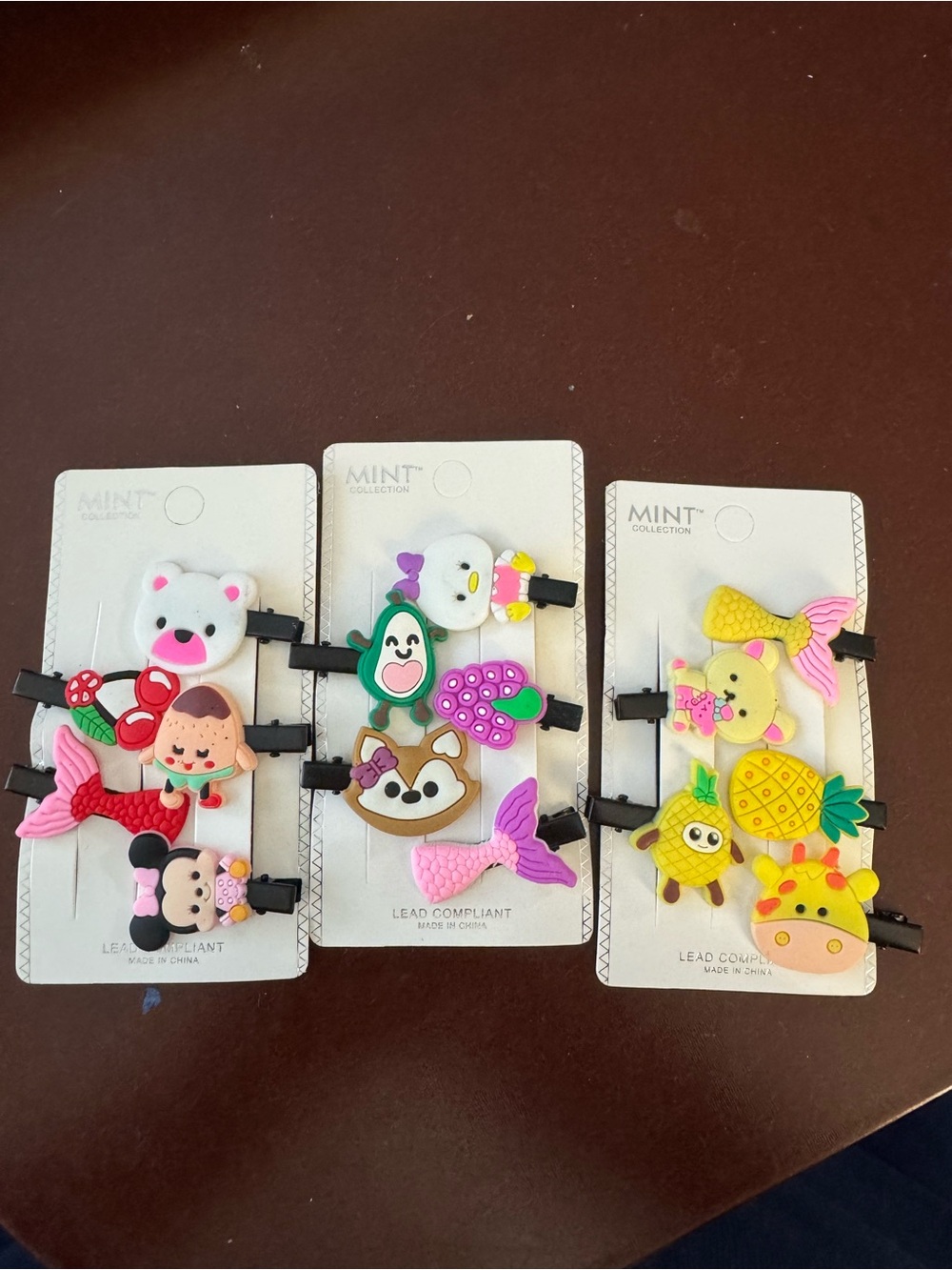 Mint Cute Cartoon Hair Clip Set in Pink, Yellow, Green, Purple